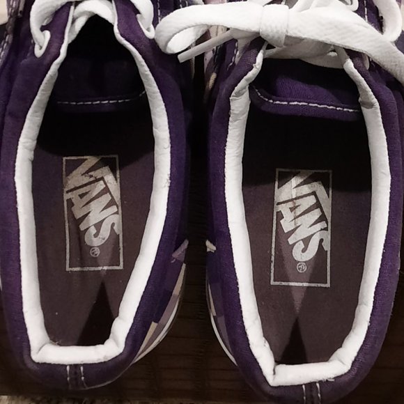 Vans Purple Checkered Low Top Lace Up Canvas Sneakers Womens 8.5 / Men's… - Picture 11 of 11